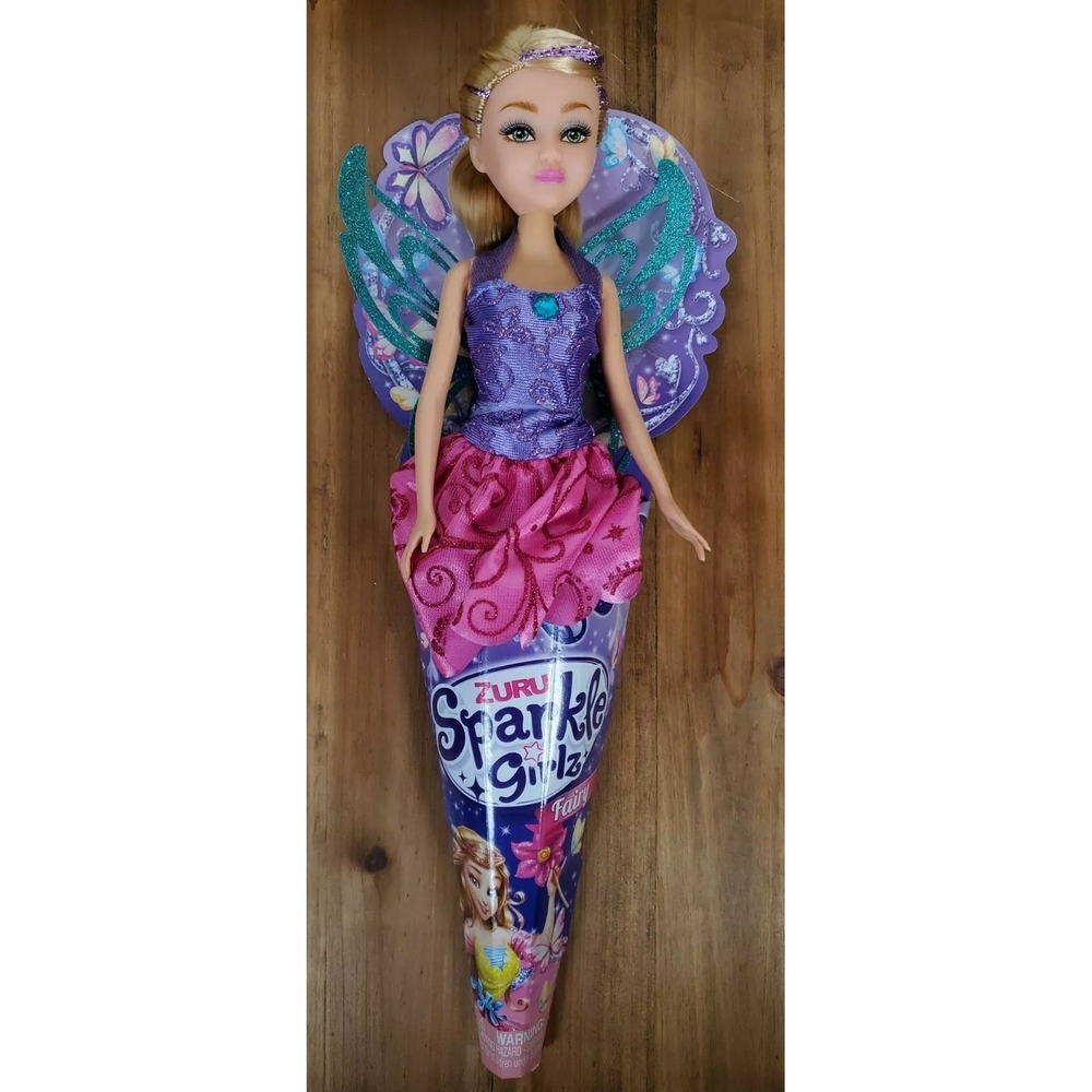 Sparkle Girlz Fairy Doll 11" by Zuru Blonde Hair Green Eyes Turquoise Wings NEW